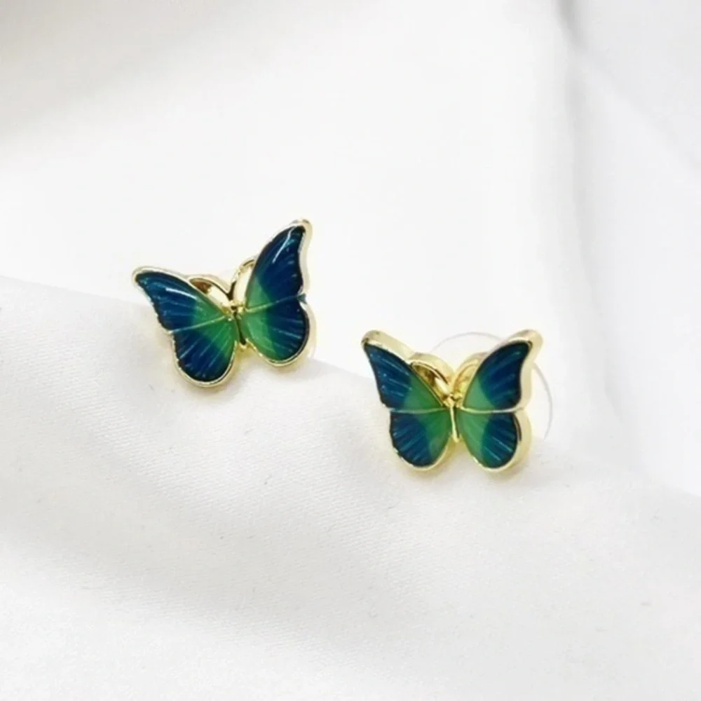Green Butterfly Studs